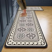 Modern Anti-Fatigue 2-Piece Kitchen Rug Set Handmade Rubber Floor Mats with Novelty Pattern Washable Water Absorbent Non-Slip