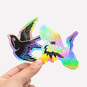 Autocollants holographiques en vinyle imperméable, impression personnalisée de logo, adhésifs, décoration laser arc-en-ciel, étiquettes hologrammes découpées, pack d'autocollants - Product Image 3