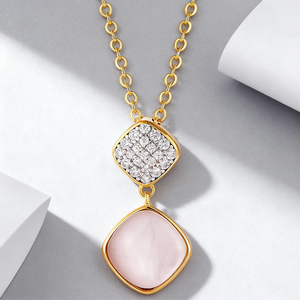 Natural Stone White Shell Fine <strong>Jewelry</strong> Sterling <strong>Silver</strong> 925 Gemstones Pendant Rose Gold Plated Trendy Gift Necklaces Earrings Set - Product Image 2