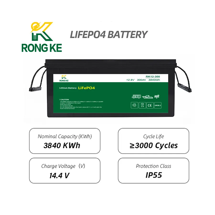 Baterai Litium Surya Lifepo4 12v300ah Dapat Ditumpuk untuk Sistem Surya Grid Baterai Litium 12V 300ah