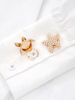 Kancing Logam Berbentuk Bintang Laut 30MM dengan Mutiara dan Rhinestone untuk Kemeja, Manset, Pakaian, Sepatu, dan Topi (Grosir)