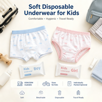 Sous-vêtements jetables pour enfants 100% coton, culottes pour enfants, stérilisés à l'oxyde d'éthylène, emballés individuellement, pack de voyage en avion
