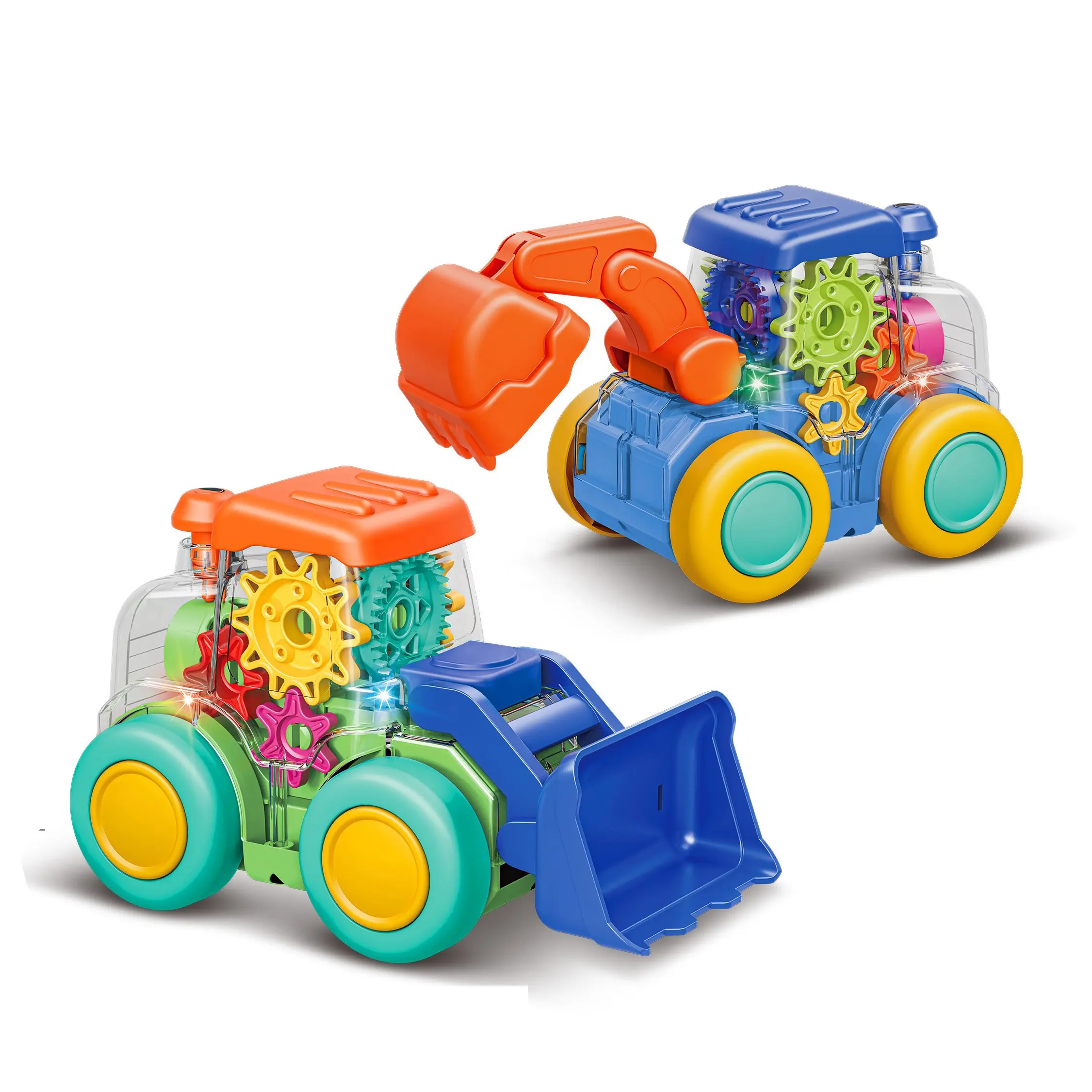 Novedades Electric Flash ing Light Autos pielzeug Universal Transparent Gear Bus Toy With Music