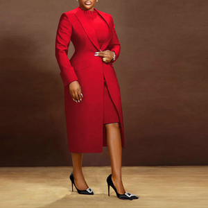 Conjunto de Falda y Chaqueta de Negocios para Mujer, Estilo Formal, con Detalle de Botones, Material de Spandex/Poliéster, Antiarrugas, Falda Interior - Product Image 6