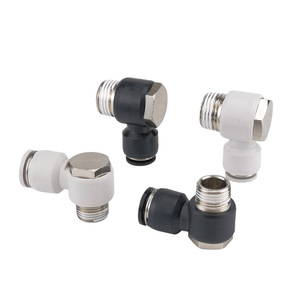 White Copper Flexible Pneumatic <b>Quick</b> <b>Connector</b> Ph8 02 External Hexagonal Right Angle Bend <b>Connector</b> - Product Image 1