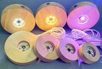 Lampe en bois 3D à LED Couleur RVB Base de veilleuse Télécommande USB Base de lampe en bois décorative de bureau