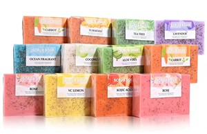 <b>Body</b> <b>Scrub</b> Bar Soap Exfoliating <b>Body</b> Wash Bar with Plant Extract Oils Subtle Floral Fruity Scent Deep Clean Moisturize & Refresh - Product Image 2