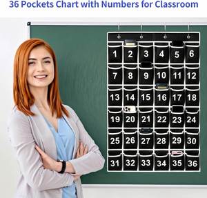 Organizador de Bolsillo para el Aula con 36 Compartimentos, Soporte para Teléfono Celular, Organizador Colgante con Ganchos, Almacenamiento Numerado para Calculadora y Útiles Escolares - Product Image 6