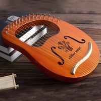 2023 High Quality Beautiful Pattern OEM Stringed Instrument Fir Wood 16 Strings Classic Lyre Harp Elegant Designing