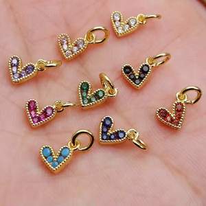 Mini formato multicolore Zirconia spiave cuore ciondolo placcato in oro colorato gioielli da donna orecchino bracciale creazione collana - Product Image 3