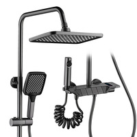 Ensemble de douche thermostatique moderne en laiton gris anthracite pour baignoire et colonne de douche