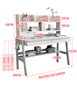 Escritorio doble de madera maciza, mesa larga para estudiantes de primaria y secundaria, escritorio de escritura en casa, sillas cómodas, uso en dormitorio para niños y niñas - Product Image 4