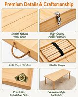 Table de pique-nique pliante portable en bois massif, table basse moderne pliable, hauteur réglable, plage, camping, jardin, extérieur