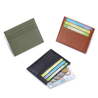 Porte-cartes ultra-fin en cuir véritable pleine fleur avec plusieurs emplacements, étui compact et simple pour cartes de crédit et de visite pour femme