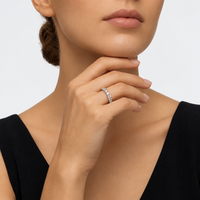 Bague Moissanite Classique Vintage en Argent S925 avec Gemme Ronde VVS Scintillante, Monture Demi-Éternité Certifiée GRA, Cadeau Quotidien ou d'Anniversaire
