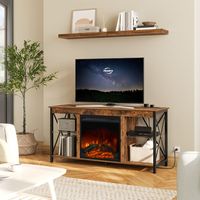 Table console multimédia électrique avec foyer intégré, meuble TV avec foyer, unité multimédia avec foyer, support TV