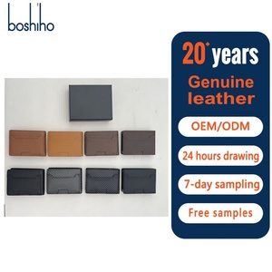 กระเป๋าสตางค์แบบหนีบป้องกันการโจรกรรม Boshiho Business ขนาดเล็ก ดีไซน์เฉพาะตัว พร้อมช่องใส่บัตรแบบป๊อปอัพ ป้องกัน RFID  วัสดุหนังแท้ - Product Image 1