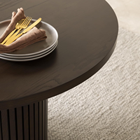 Table transformable en bois massif, table à manger ronde extensible, bois de noyer, table séparée avec rangement caché