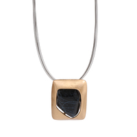 TongLing Européen Vintage Géométrique Noir Résine Câble Métallique Collier Court Carré Charme Collier pour la Vie Quotidienne