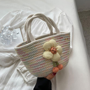 Low MOQ 2026 New Women Summer Cotton Rope Woven Shoulder Bag Casual Bohemian Beach Handheld <b>Purse</b> - Product Image 4