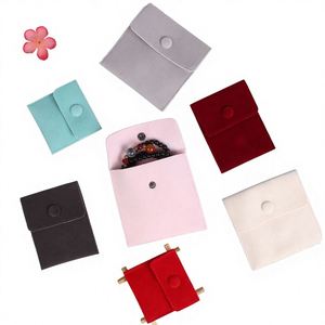 Sacs de rangement pour bijoux en velours recyclables avec fermeture à bouton-pression pour bagues, bracelets, colliers - Emballage cadeau, pochettes - Product Image 3
