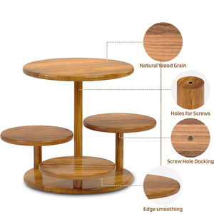 Présentoir en bois 31x31x33,5 cm, plateau de rangement minimaliste multi-niveaux pour la maison et le bureau, pour le vin et la décoration - Product Image 3