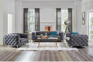 Vente en gros de canapés Chesterfield en velours vert, canapé moderne en tissu de luxe, ensemble de canapés pour la maison, meubles de salon, ensemble de canapés européens