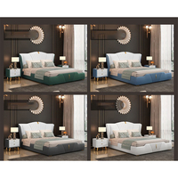 Lit Double Populaire Moderne et Simple, Lit Rembourré Luxe Léger, Cadre de Lit Queen et King avec Rangement, Ensemble de Meubles de Chambre