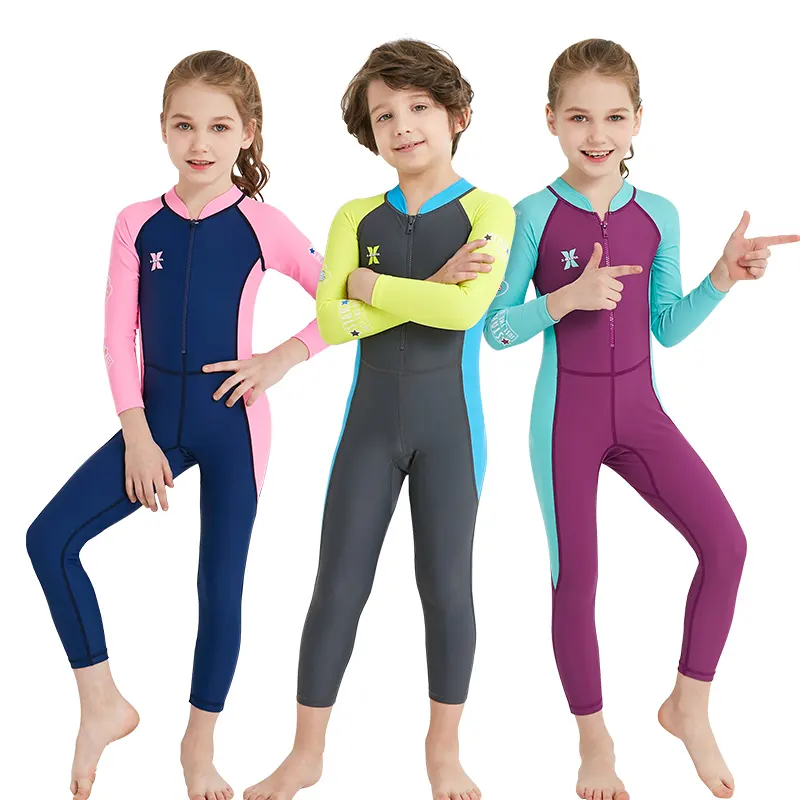 OEM Kids Girls Boys Wetsuit Full Body Neoprene Long Sleeve Child Scuba Diving Surf Suit 1 Piece Sun Protection For Water Sport