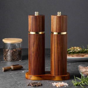 Ensemble moulin à sel et à poivre en céramique de qualité supérieure, fonction manuelle, pour usage domestique ou en restaurant, collection de moulins en bois d'acacia - Product Image 3