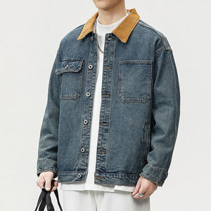 Abrigos de mezclilla de la mejor calidad, chaqueta personalizada de manga larga de gran tamaño con cuello de pana, Chaquetas vaqueras caídas con hombros descubiertos para hombre, venta al por mayor de productos en el mercado, el más bajo del mundo - Product Image 1