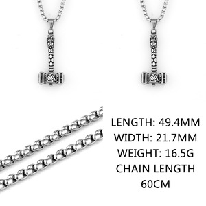 Collar Vikingo <span class=keywords><strong>para</strong></span> Hombre Martillo de Thor Colgante Mjolnir Acero Titanio Runa Nórdica Valknut Cabeza de Lobo Joyas Amuleto - Product Image 5