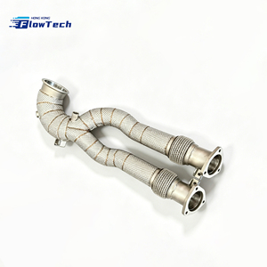 ท่อลงเทอร์โบ High Flow Racing สำหรับ Audi RS3 8V TTRS 8S 2.5T EA855 ผลิตจากสแตนเลส T304 พร้อมแผ่นกันความร้อน สำหรับอัพเกรดระบบไอเสีย - Product Image 3