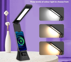 LED Table <b>Lamp</b> with <b>Wireless</b> Charger Clock Touch Control Dimmable Night Light for iPhone Smart Phone Factory Direct - Product Image 3