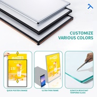 Shun Tai A1/A2/A3/A4 Boîte à lumière LED rectangulaire en profilé aluminium, cadre pour affiches photo suspendues, présentoir alimentaire ultra-mince en verre trempé