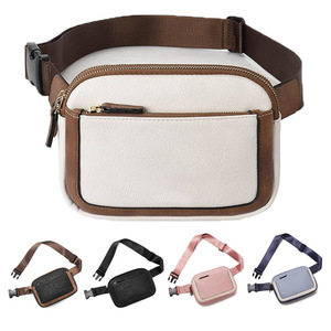 Bolso de Cintura Impermeable de Cuero PU, Bolso Cruzado Deportivo para Mujer, Moda Transfronteriza, Diseño Retro con Bloques de Color - Product Image 1