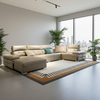 VONLIVA Precio Directo de Fábrica, Juego de Sofás Seccionales de Cuero de Primera Calidad, Sofá Cama Convertible Moderno para Apartamentos y Salas de Estar