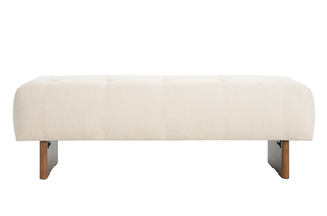 Modern Convertible Adjustable Rectangular Upholstered Tufted Linen Fabric <b>Bench</b> Solid Wood <b>Legs</b> Home Office Bedroom - Product Image 4