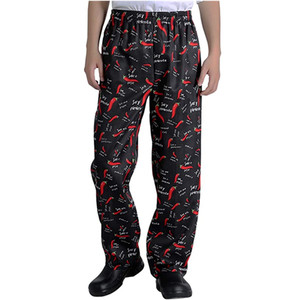 Uniforme de cocina para restaurante, pantalones de <span class=keywords><strong>Chef</strong></span> holgados para hombre, pantalones de trabajo estampados con cintura elástica - Product Image 2