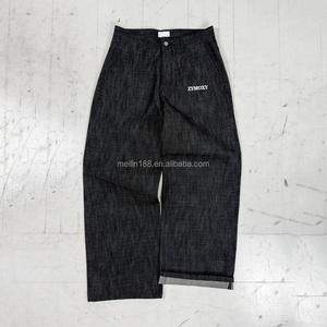 Pantalones Vaqueros de Pierna Recta Negros de Alta Calidad Personalizados de 14-16 Oz, Vaqueros Japoneses Crudos de Mezclilla Selvedge - Product Image 5
