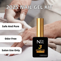 Nouveau Kit de Colle UV Gel X pour Ongles 2025 avec Préparateur et Primer, Logo Personnalisé, Sans Odeur, 15ml, Emballage Bouteille Écologique et Végétalien