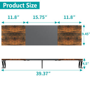 Soporte de monitor doble de madera grande con organizador de escritorio de almacenamiento para computadora portátil e impresora - Product Image 3