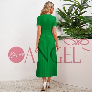 Kiss Me Angel nữ mùa hè mới cổ chữ V nén eo thon gọn khí chất váy nữ dài xếp li - Product Image 6