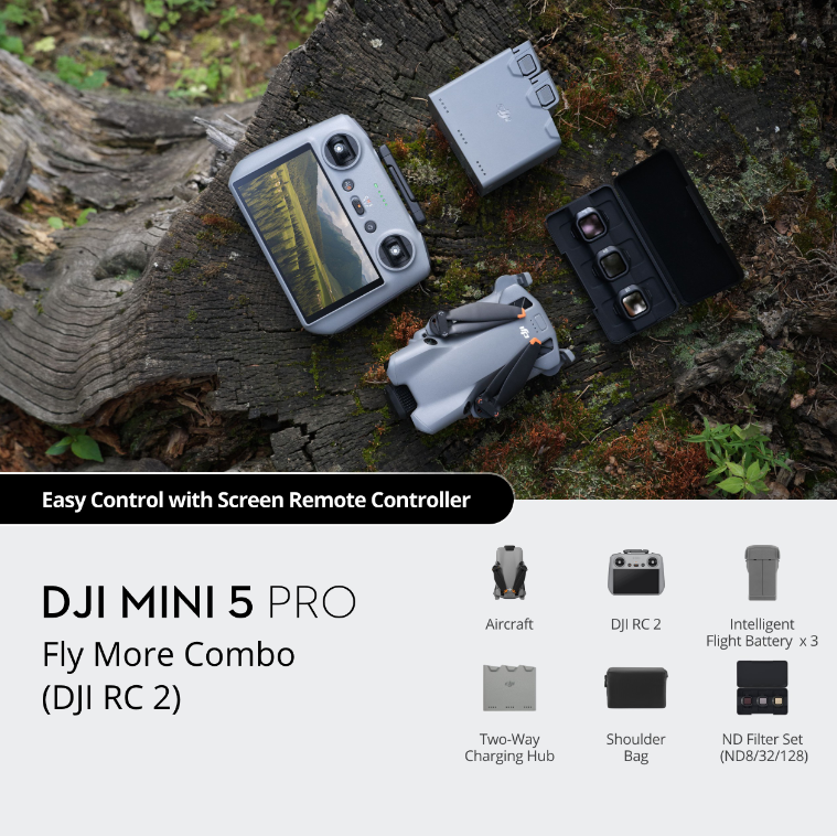 Mini 5 Pro Fly More Combo (DJ RC2)
