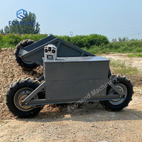 Hoogwaardige afstandsbedienbare 4-wiel elektrische minidumper voor alle terreinen, geschikt voor diverse toepassingen in landbouw en bouwtransport.