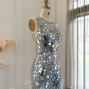 Jancember SZ124 Crystal Sleeveless Zipper Feather Women's Evening Party <b>Dresses</b> - Product Image 5