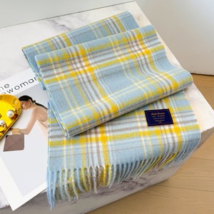 Sciarpe in Cashmere per Uomo, Fine Lana Merino Australiana, Poliestere, Motivo a Quadri Verde e <span class=keywords><strong>Giallo</strong></span>, Sciarpa Invernale Calda e Spessa, Scialle per Donna - Product Image 5