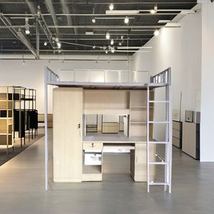 Двухъярусные кровати для общежитий деревянные кровати с письменными столами шкафы для хранения шкафы - Product Image 2