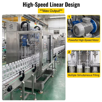 Machine de remplissage de liquides automatique multi-têtes à structure durable pour eau pure de qualité ML, avec bouchage et étiquetage