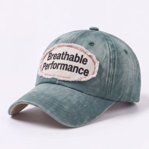 Gorras de Béisbol de Algodón Lavado con Borde Deshilachado y Apliques Personalizados al por Mayor, Fabricante de Gorras de 6 Paneles - Product Image 1